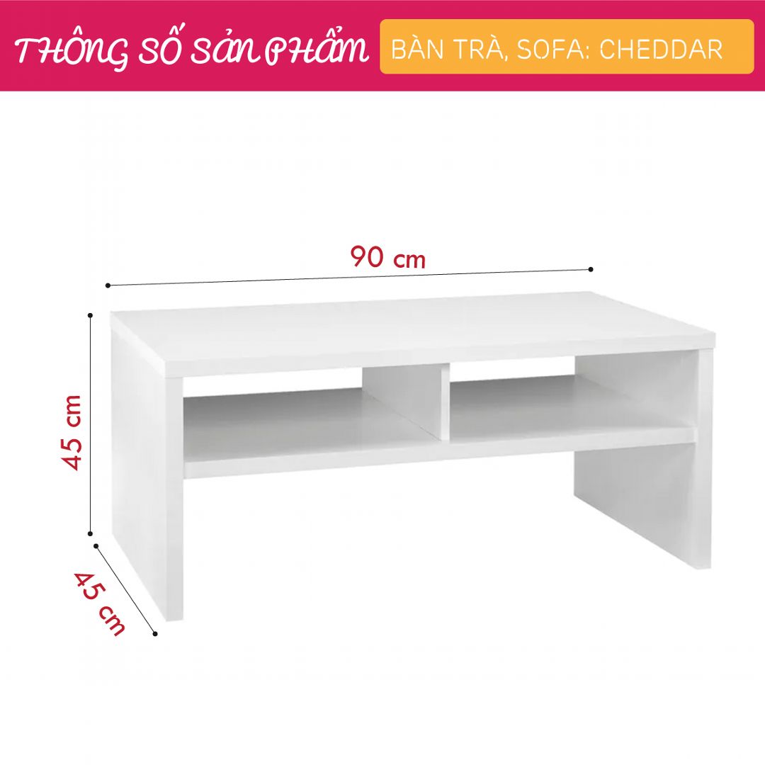 Bàn trà gỗ hiện đại SMLIFE Cheddar | Gỗ MDF dày 17mm chống ẩm | D90xR45xC45cm