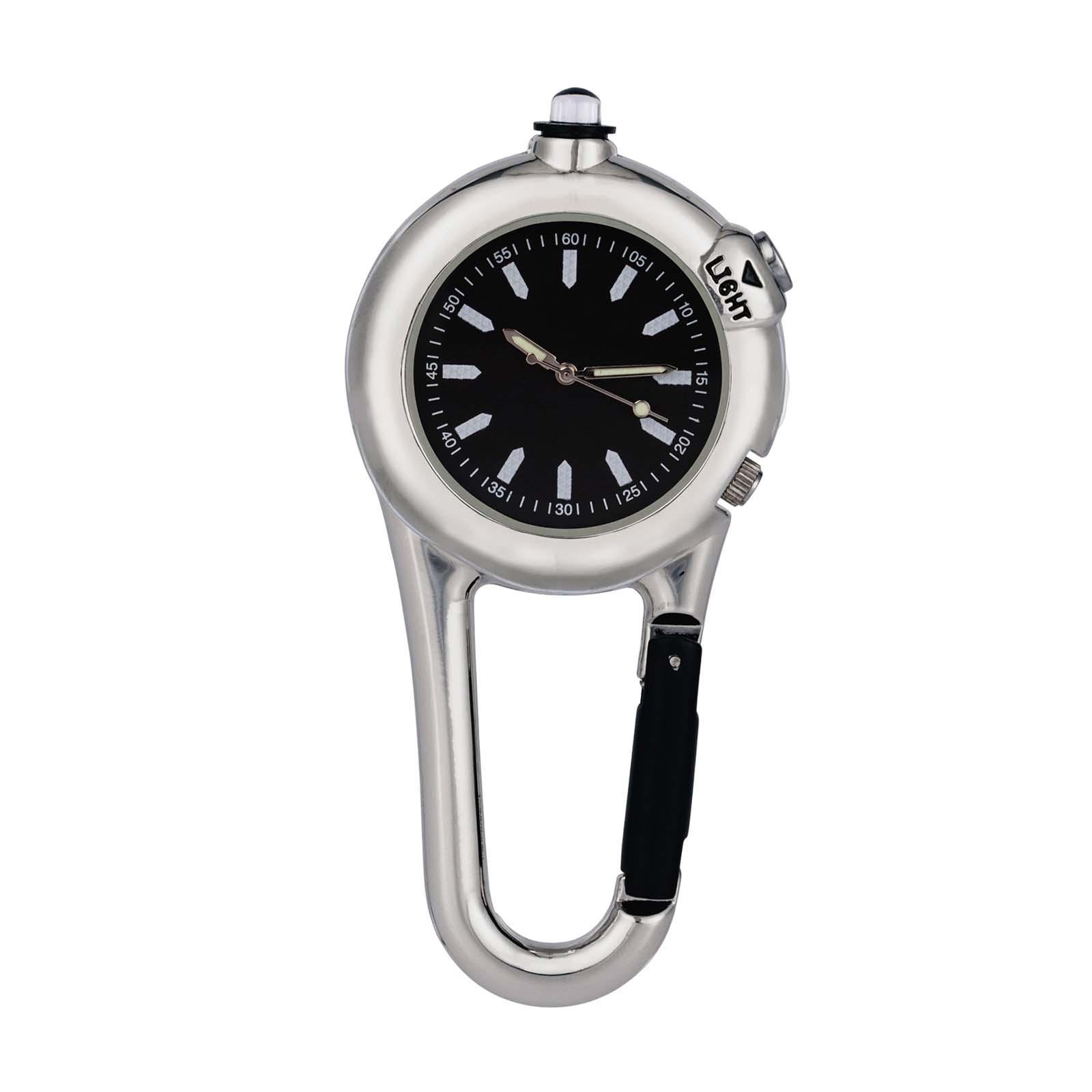 Portable Carabiner Pocket Watch Men Women Watch Luminous with Light Climbing Watch for Outdoor Activities Camping Home Hiking Gear