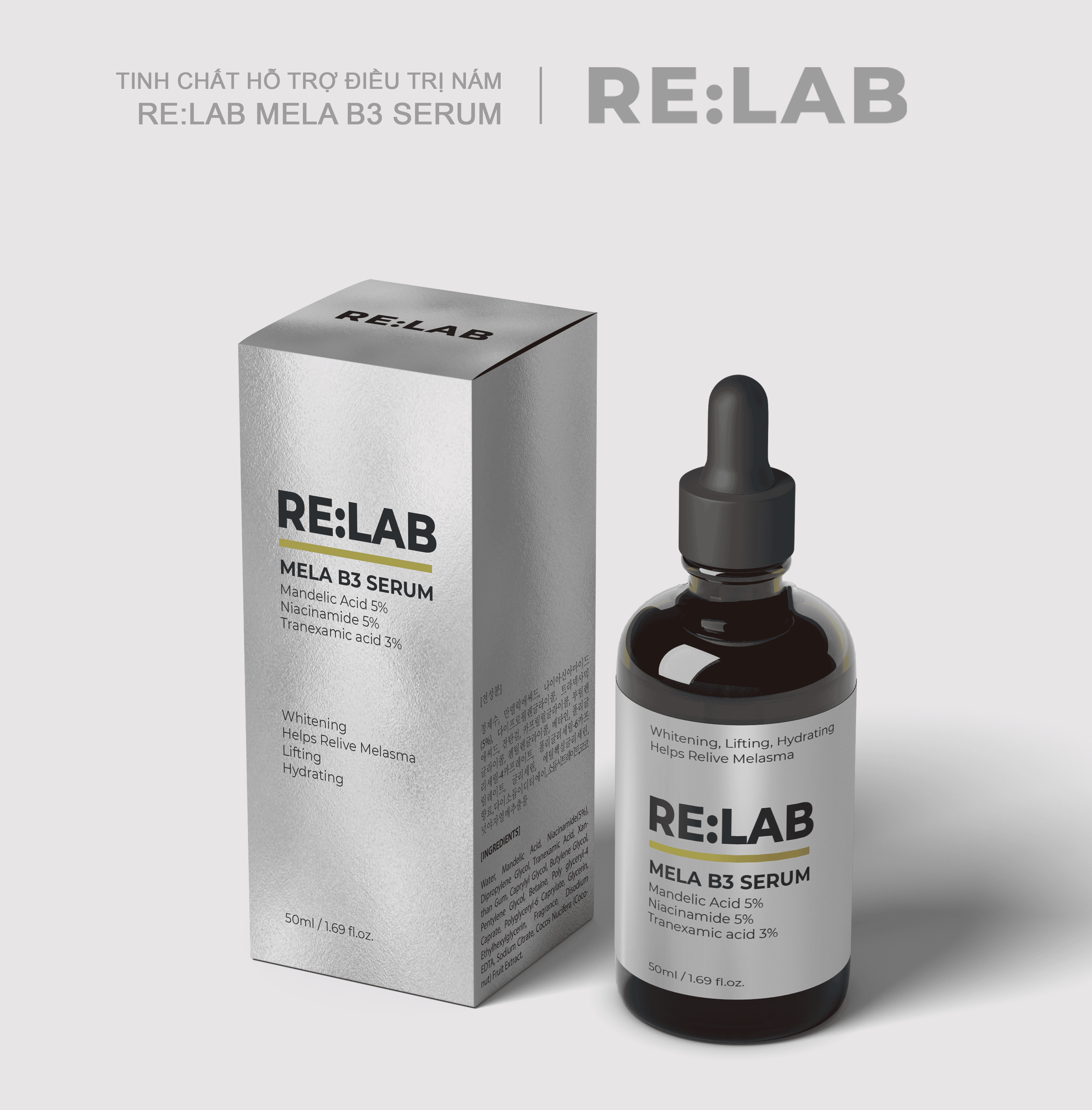 Serum RE:LAB Mela B3 Serum 50ml trắng da hỗ trợ giảm nám tàn nhang