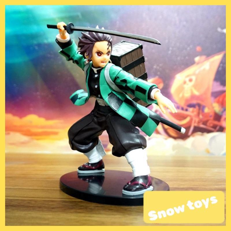 Mô hình Kimetsu No Yaiba - Mô hình thanh gươm diệt quỷ - Kamado Tanjiro đeo hộp gỗ Nezuko thủ thế - Tanjirou - Cao 20cm