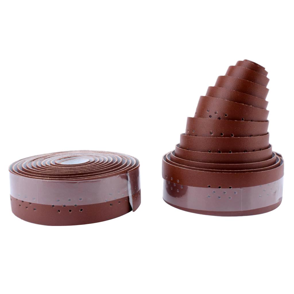 2 Chiếc Xe đạp Tay Cầm Băng PU Da Tay Cầm Dây đeo Thoáng Khí 1.9m