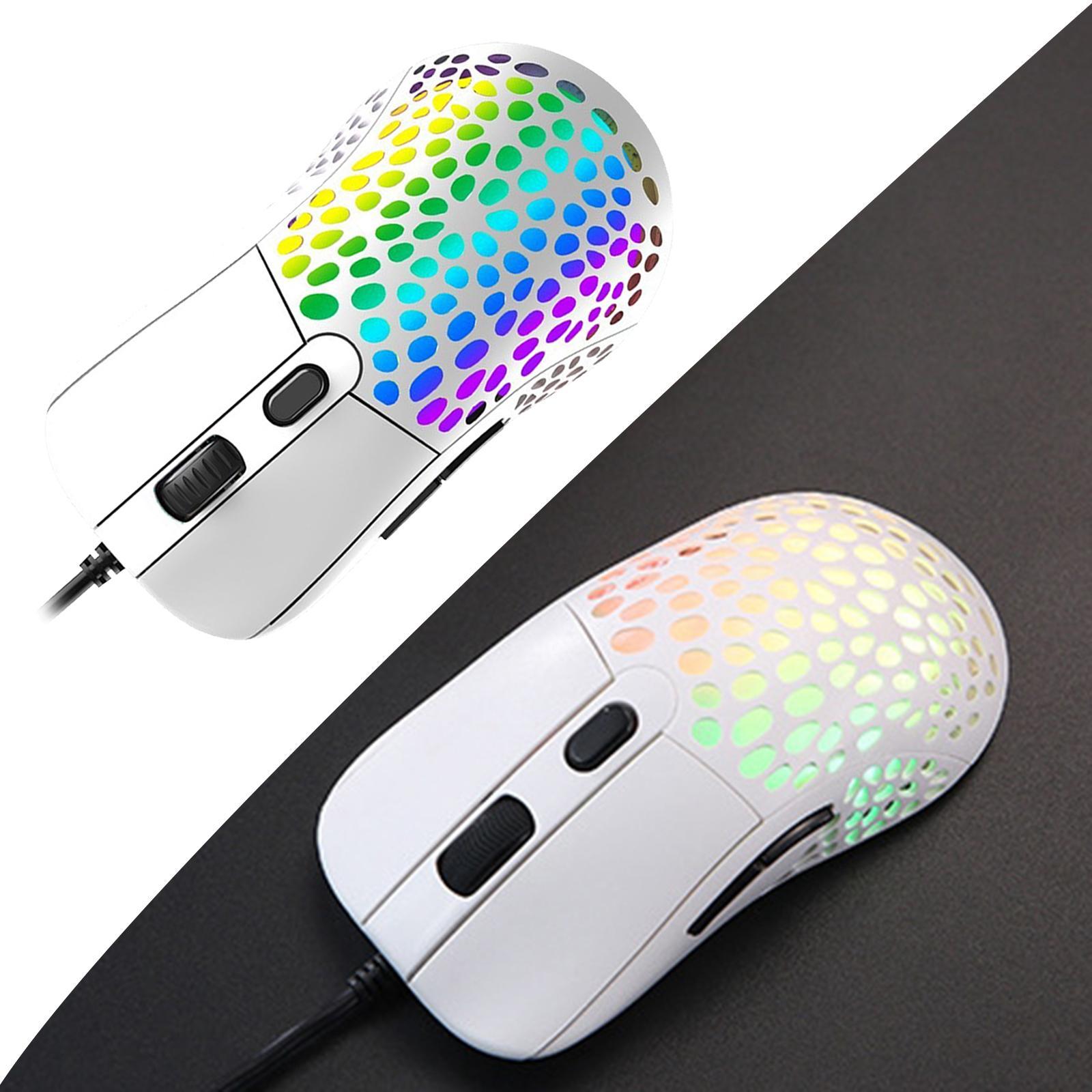 Ultralight RGB Gaming Mouse Wired Hollow-Out Design High Precision White