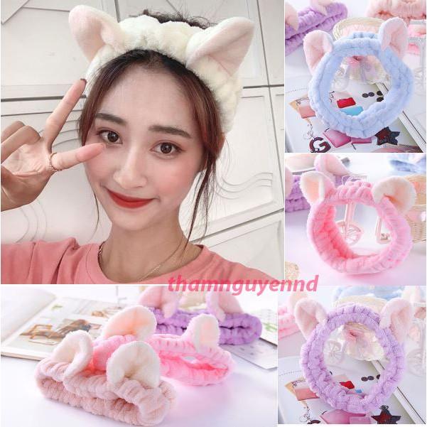 Băng Đô Tai Mèo 3D Rửa Mặt Dễ Thương