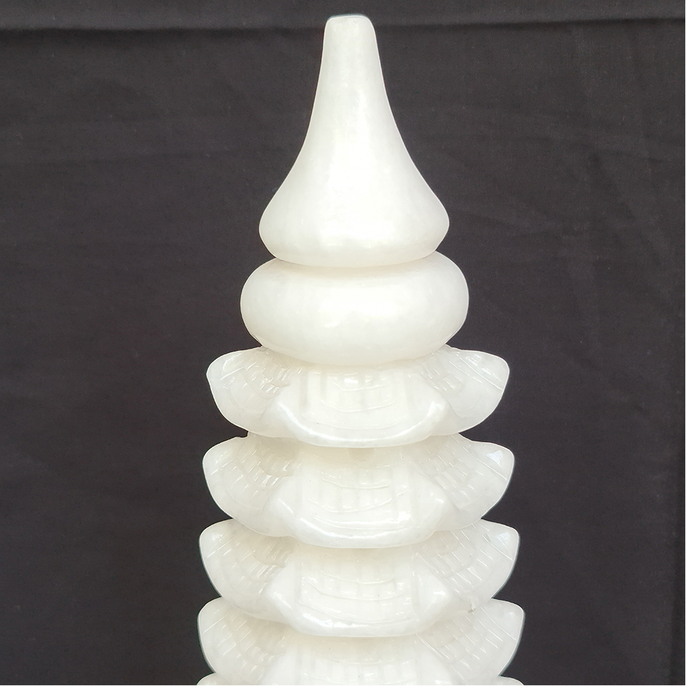 Tháp Văn Xương Đá Trắng Việt Nam 9 tầng - Mx - 22cm - Hợp Mệnh Kim, Thuỷ