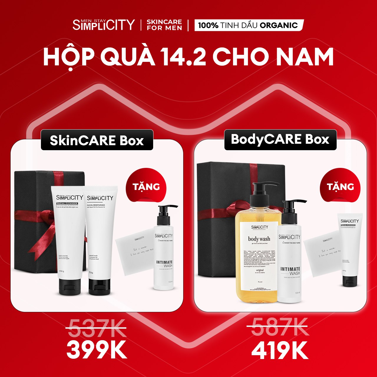 Bộ quà tặng chăm sóc da Men Stay Simplicity Skincare Box &amp; Bodycare Box