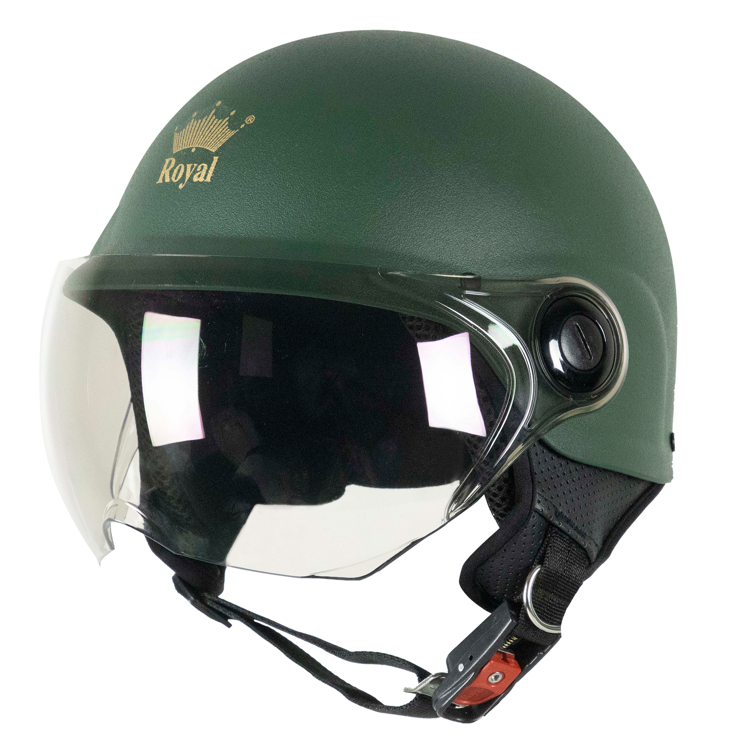 Nón bảo hiểm nửa đầu có kính Royal M102 - Xanh lính - Size L - Hàng chính hãng - Bảo hành 12 tháng