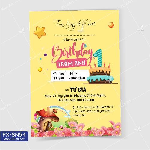 Thiệp thôi nôi – sinh nhật theo yêu cầu Pluxi