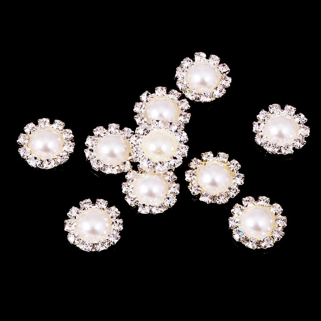 4-20pack 10 Pieces Crystal Pearl Flatback Buttons Scrapbooking Embellishment