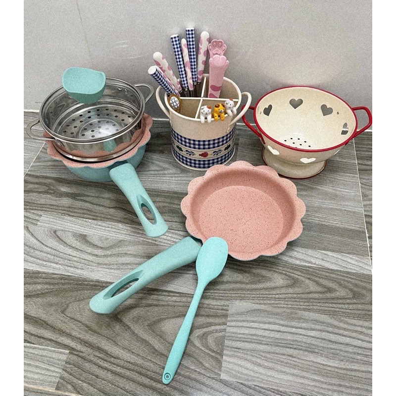 BỘ NỒI, CHẢO ĐÁ HÌNH HOA KÈM LỒNG HẤP CAO CẤP