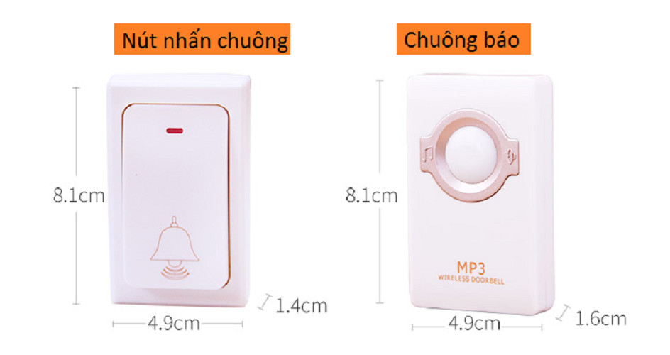 Chuông cửa cao cấp chống nước, chống bụi chuyên dùng nhà ở, cửa hàng, văn phòng M68 ( Tặng kèm 03 nút kẹp cao su đa năng ngẫu nhiên )