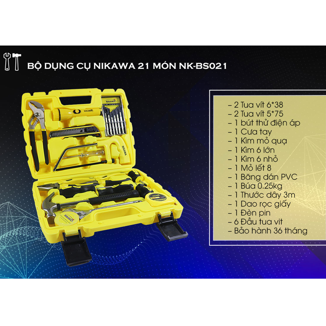 Bộ Dụng Cụ Sửa Chữa Đa Năng Nikawa-BS021 Gồm 21 Món