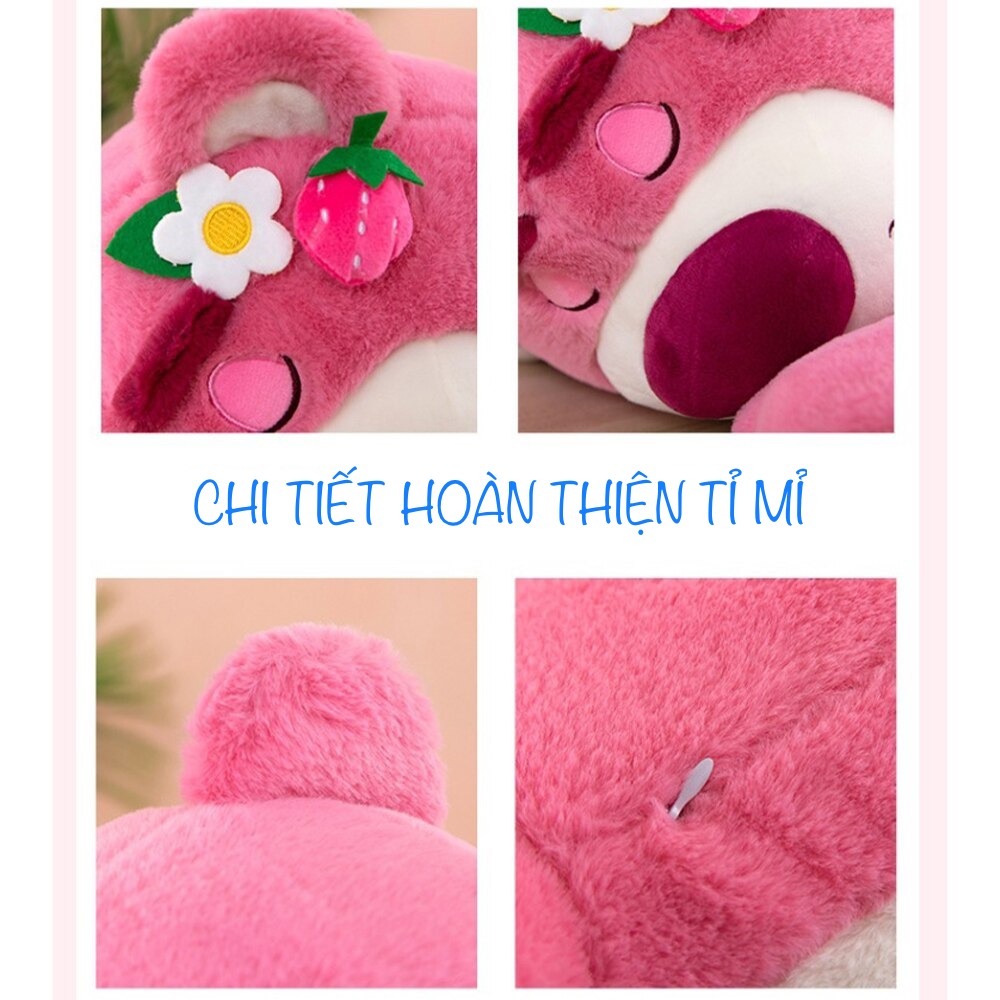 Gấu bông Lotso nằm siêu dễ thương – Size từ 40 đến 90 cm – Quà tặng thú nhồi bông tai dâu nằm – Gối ôm hugging bear cho bé ngủ ngon