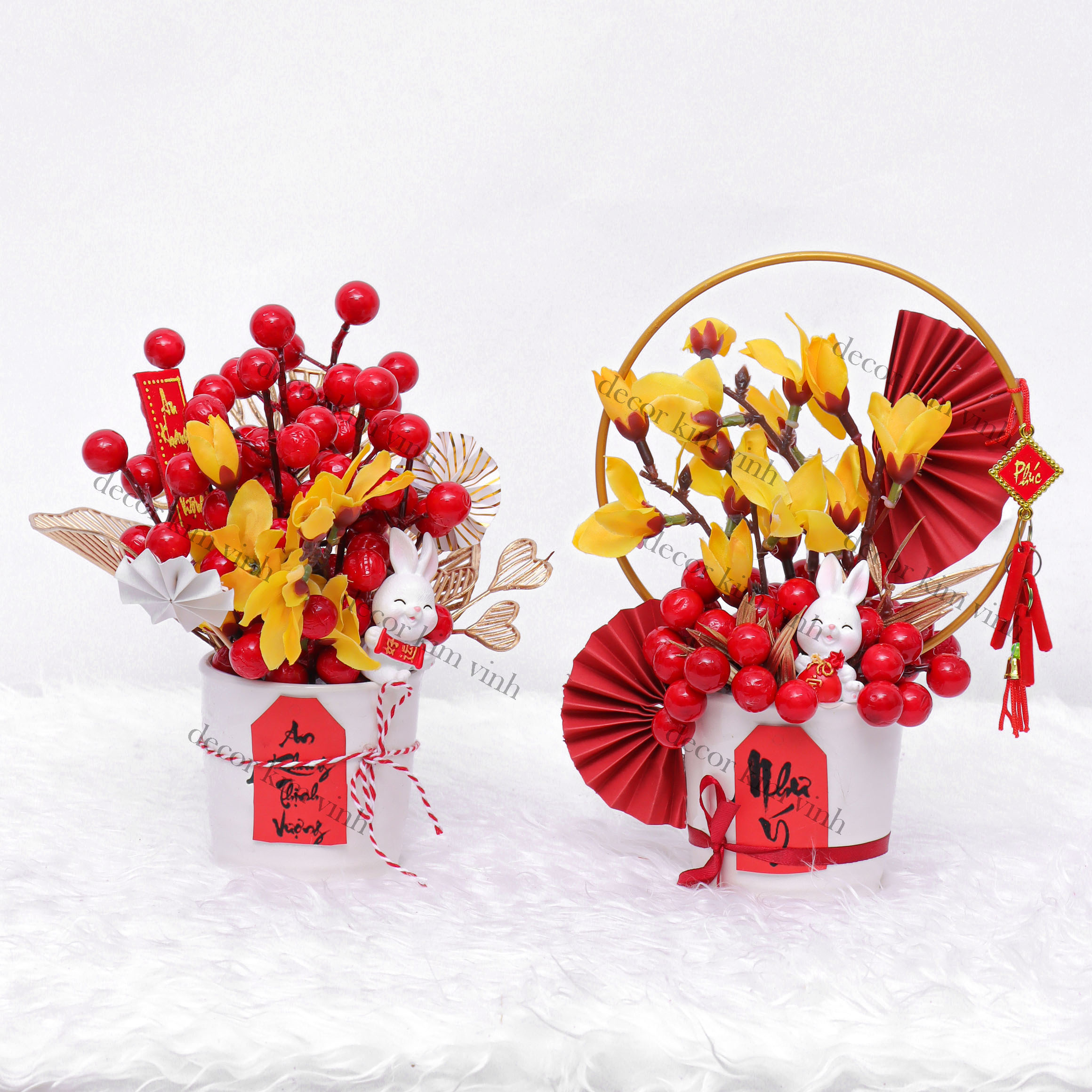 Chậu Đào Đông Trang Trí TẾT A22 May Mắn Tài Lộc – Handmade