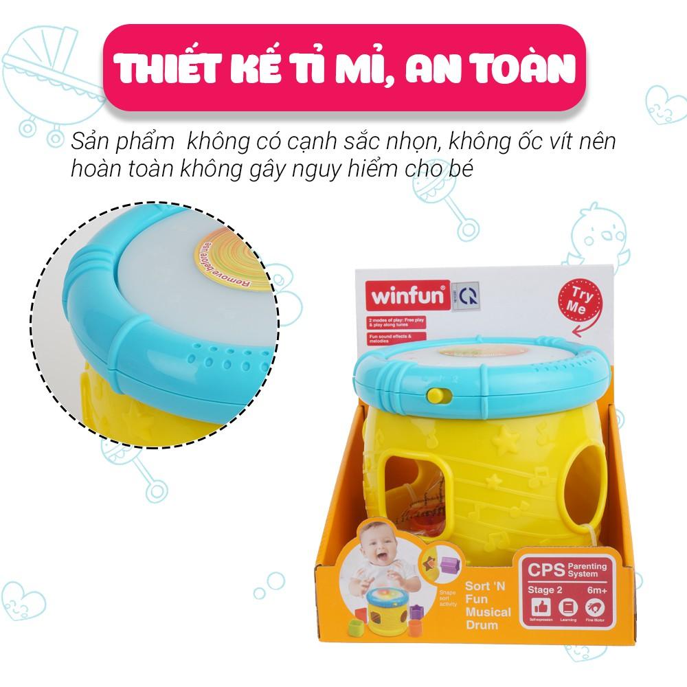 Đồ chơi phát triển tư duy - vận động tinh cho bé: Trống thả hình khối có đèn nhạc phát triển giác quan - Winfun 0748 - tặng đồ chơi tắm