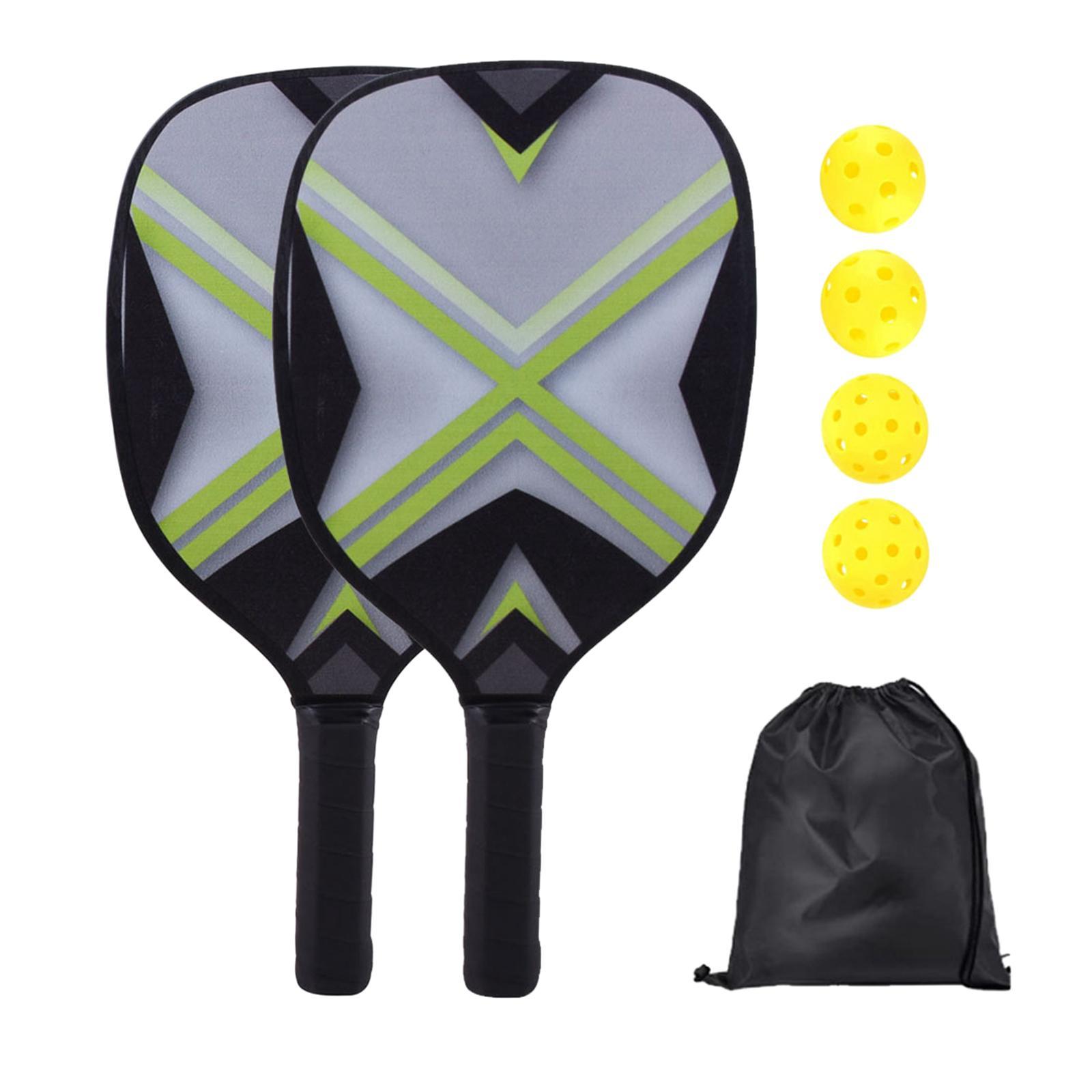Pickleball Paddles Set of 2 Rackets with 4 Balls and Storage Bag for Indoor and Outdoor Tournament