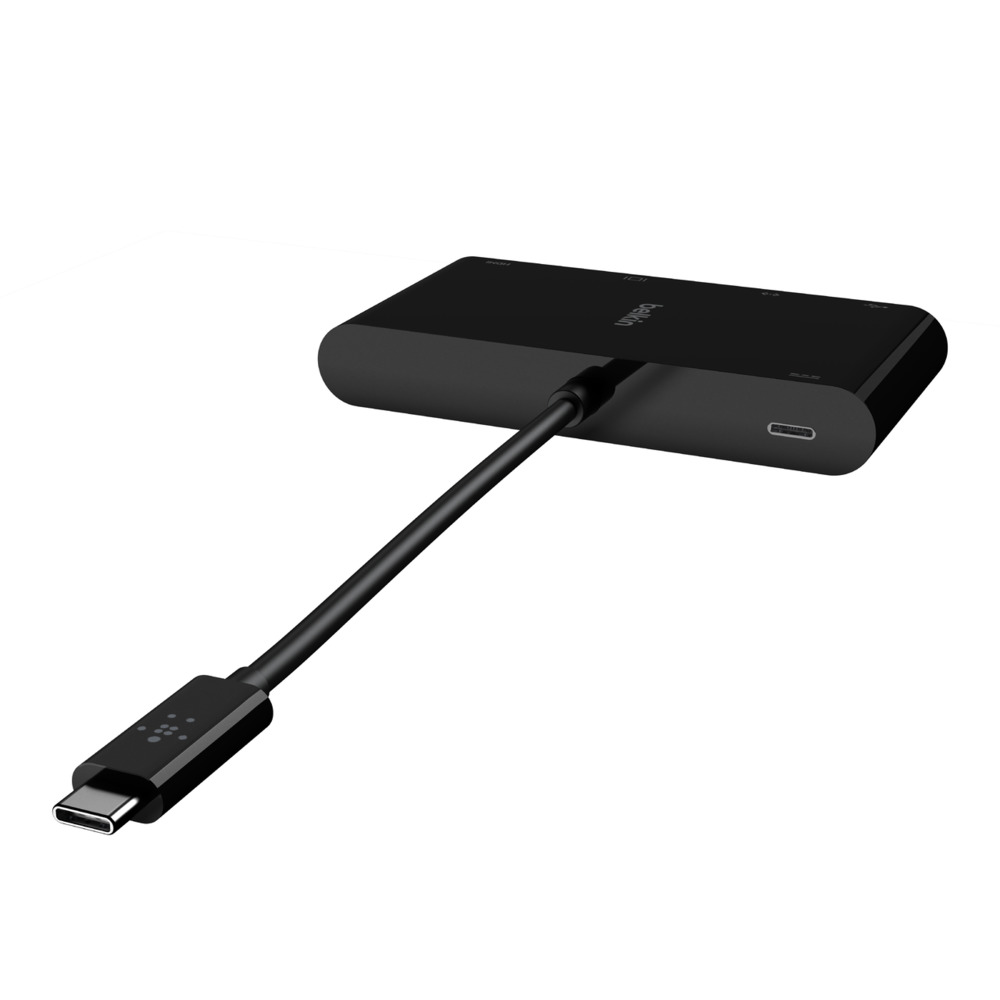 Hub USB Type-C  Belkin chia 5 cổng USB-A 3.0/VGA/HDMI 4K/LAN Ethernet Gigabit/USB-C + Sạc PD 100W - AVC004btBK - Hàng chính hãng