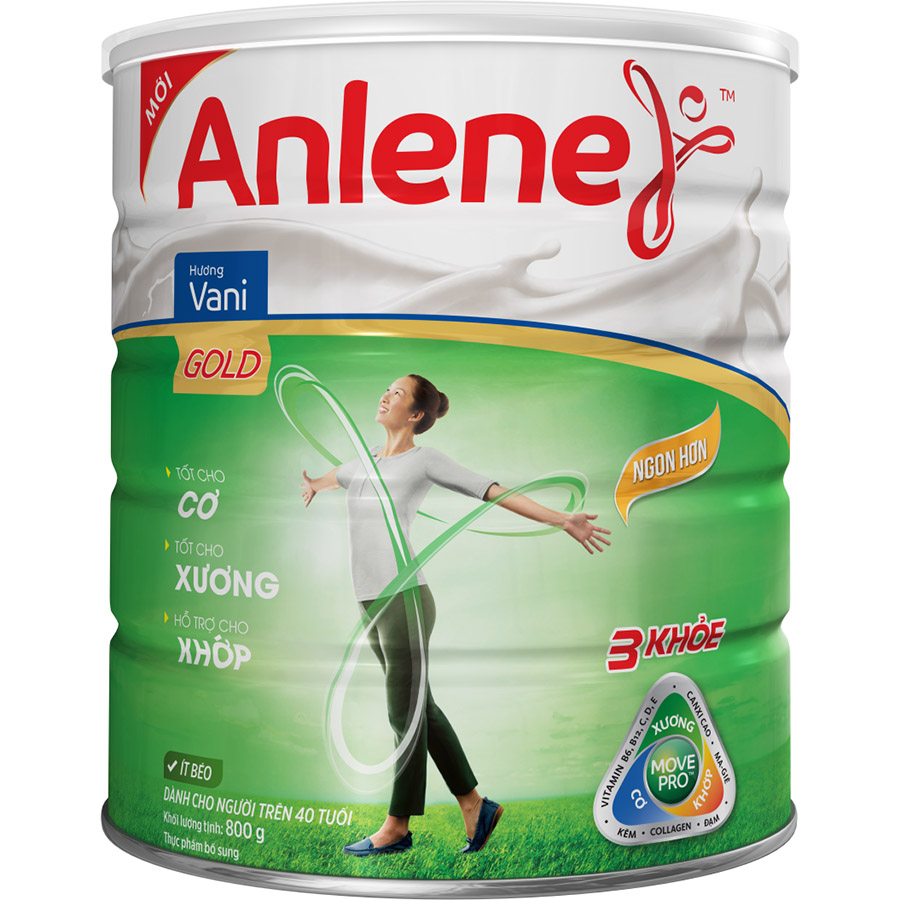 Combo 3 Sữa Bột Anlene Gold Movepro Hương Vanilla (Hộp Thiếc 800g) - Tặng nồi lẩu Inox