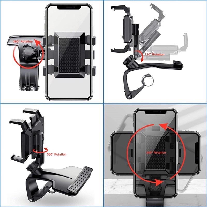 Giá đỡ kẹp điện thoại trên ô tô xe hơi xoay 360 độ chống rung gắn taplo, gương chiếu hậu kèm bảng số điện thoại