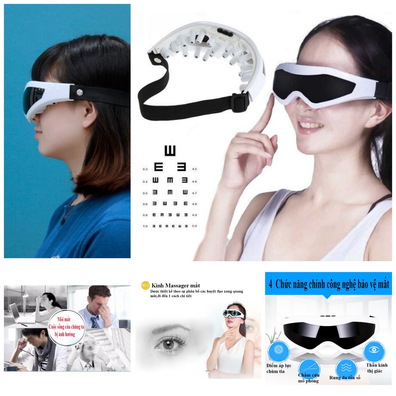 Máy massage mắt thư giãn 9 chế độ giúp giảm căng thẳng cải thiện giấc ngủ chống khô, mỏi, quầng thâm và bọng mắt mẫu mới loại tốt
