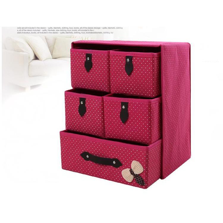 Tủ vải 3 tầng 5 ngăn, đựng đồ Phong cách