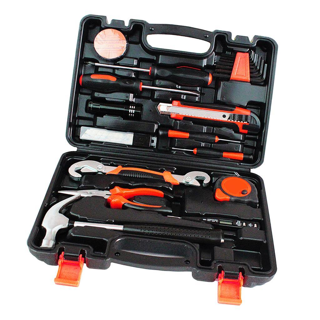 25 Pieces Professional Tool Set - General Household Hand Tool Kit with Plastic Tool Box Storage Case Contains the tools needed for most small repairs around the house