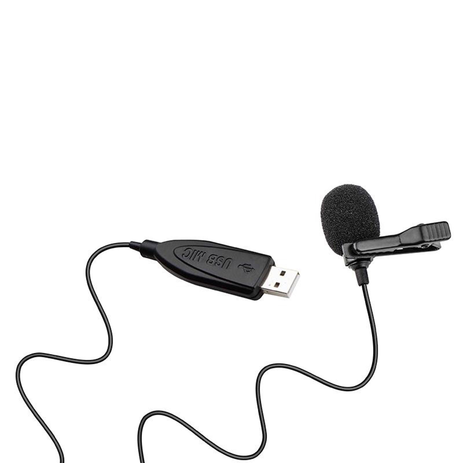 USB Lavalier Lapel Microphone Omnidirectional Clip on Collar Condenser Mic