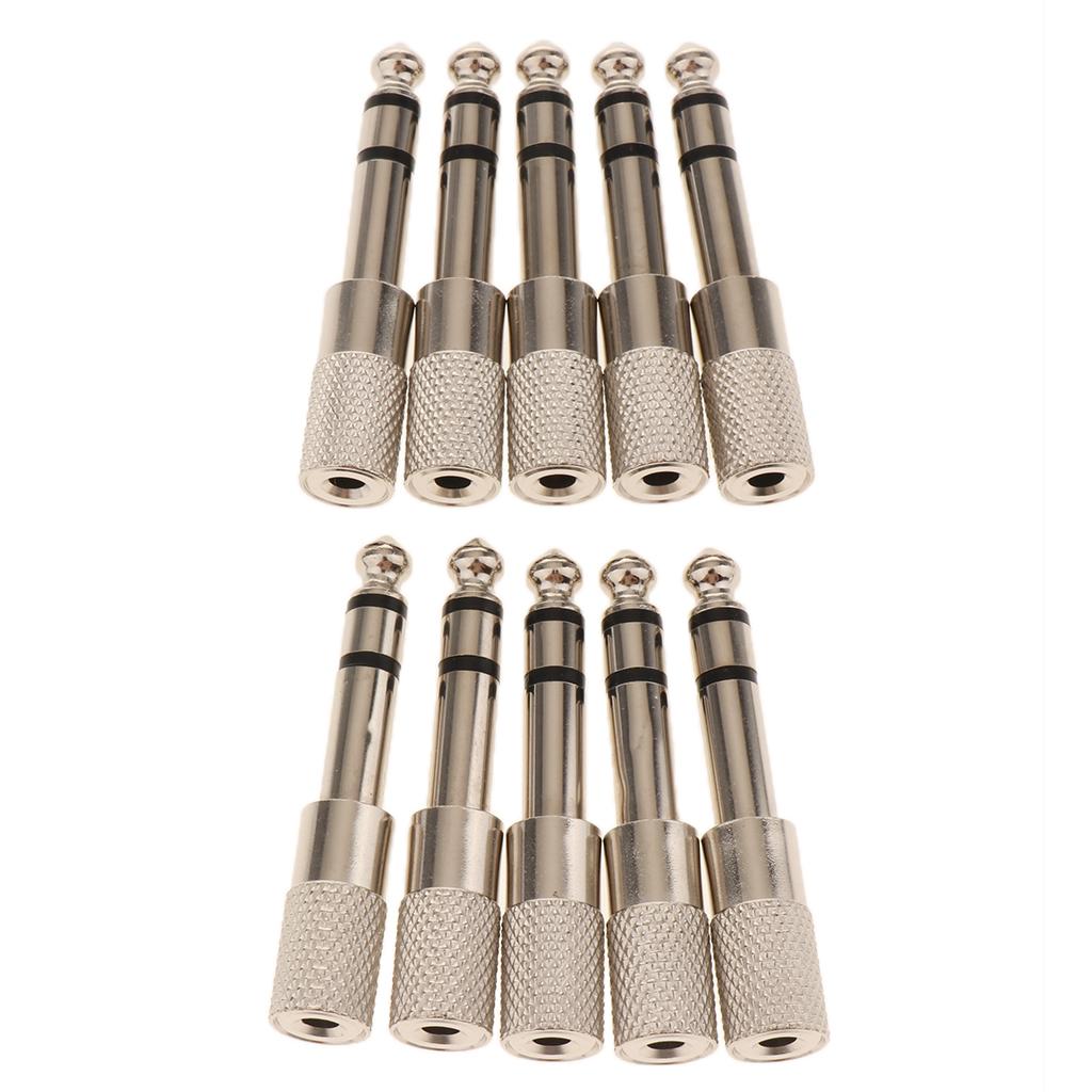 10 Pieces 6.5mm Male to 3.5mm Female Stereo Audio Headphone Jack Adapter