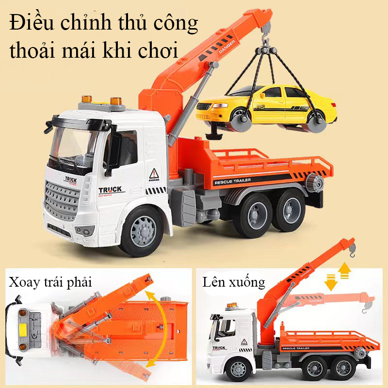 Đồ chơi xe cứu hộ ô tô KAVY PF0754 có rơ móc xoay chuyển kèm nhạc và đèn chạy đà