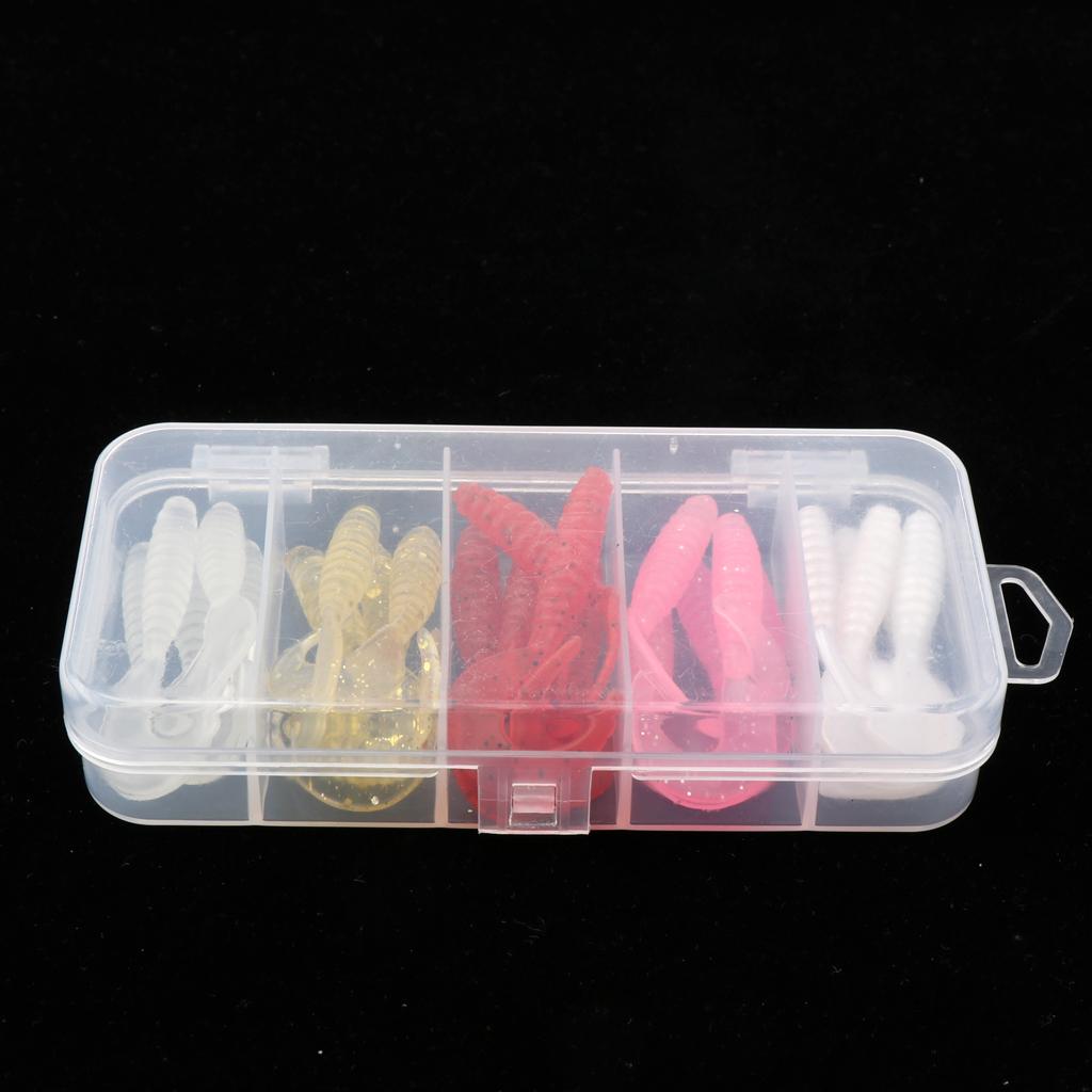 25pcs  Soft Worm Fishing Lures Set Artificial Bait Shad Swimbait