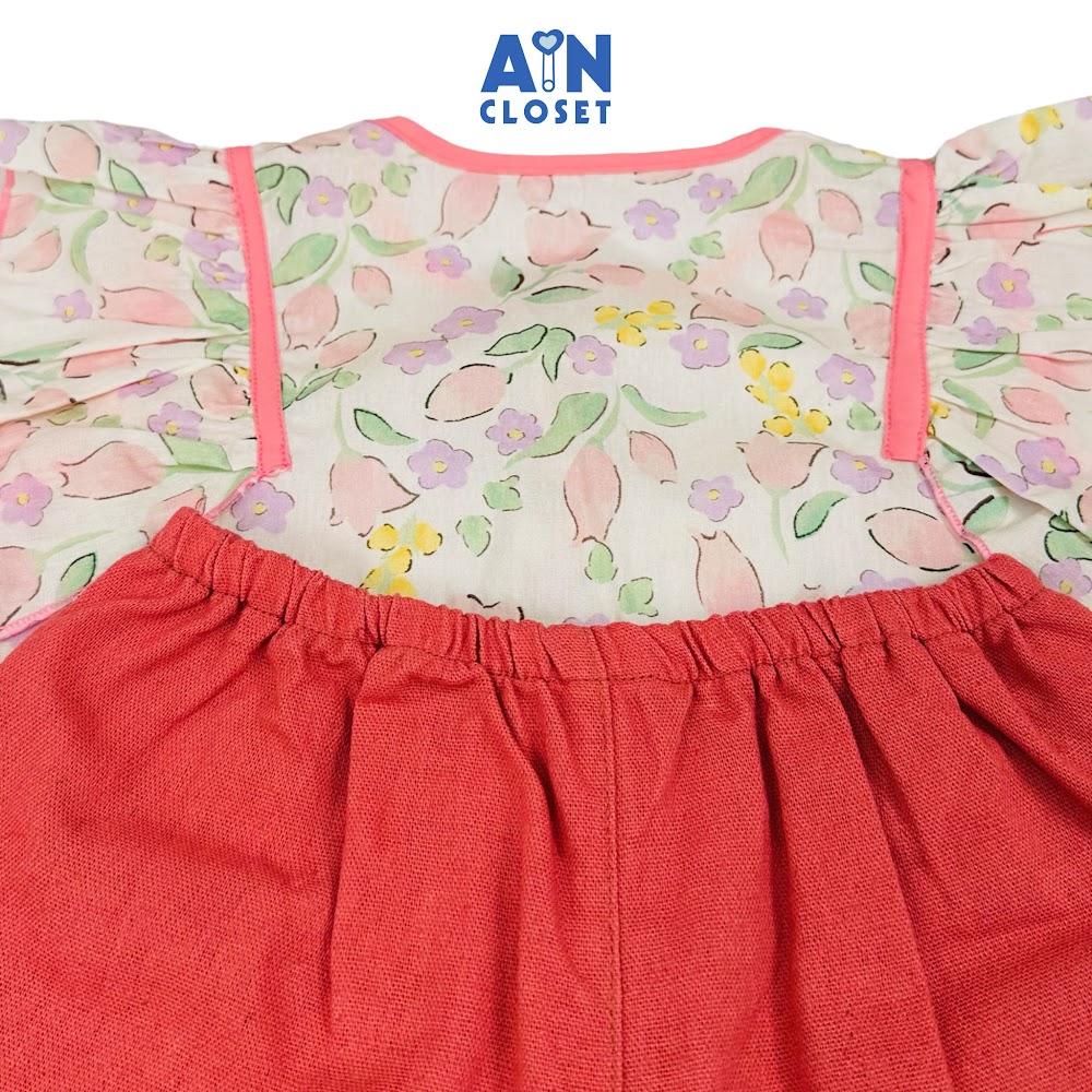 Bộ quần áo Lửng bé gái họa tiết Hoa Nhí Quần Hồng Cotton - AICDBGBD43AT - AIN Closet