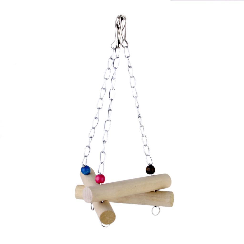 Wooden Bird Triangle Swing Bird Toy Cage Toys for Squirrels Parrots