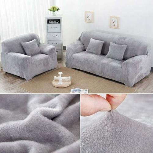 1 Bọc ghế sofa 2 chỗ ngồi Bọc nhung màu trơn Dễ lắp Vải co giãn đàn hồi Có thể giặt bằng máy