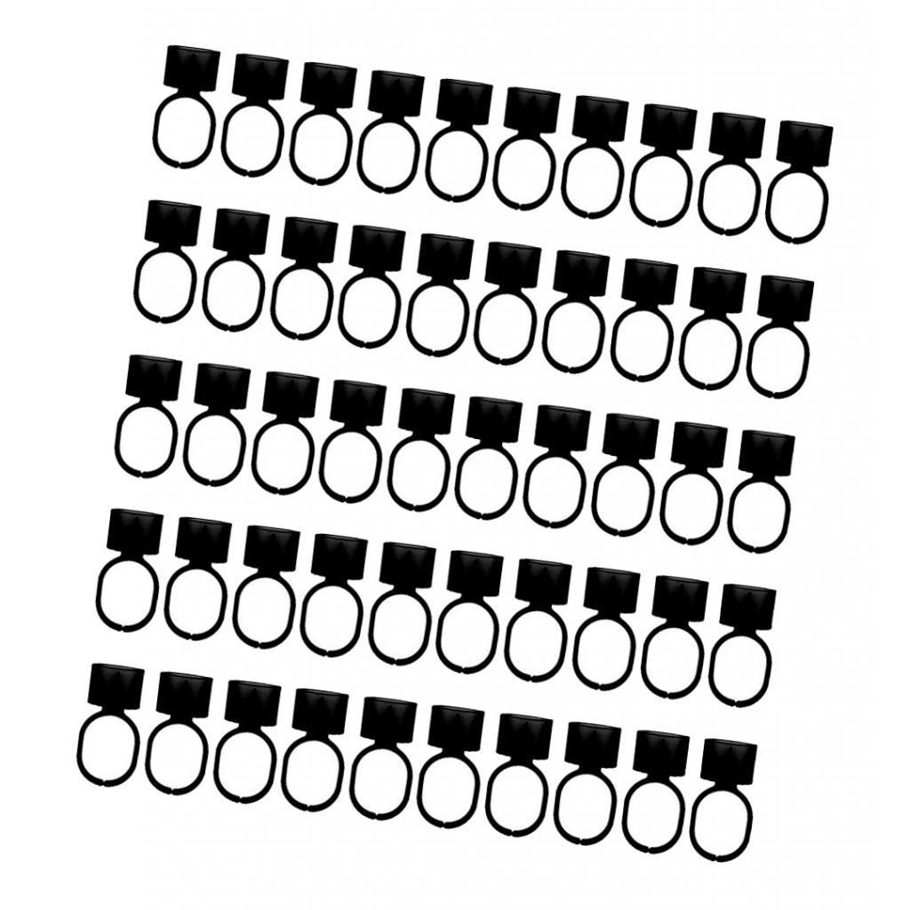 50pcs Disposable Tattoo Ink Cups Pigments Holder Rings with Sponge Black