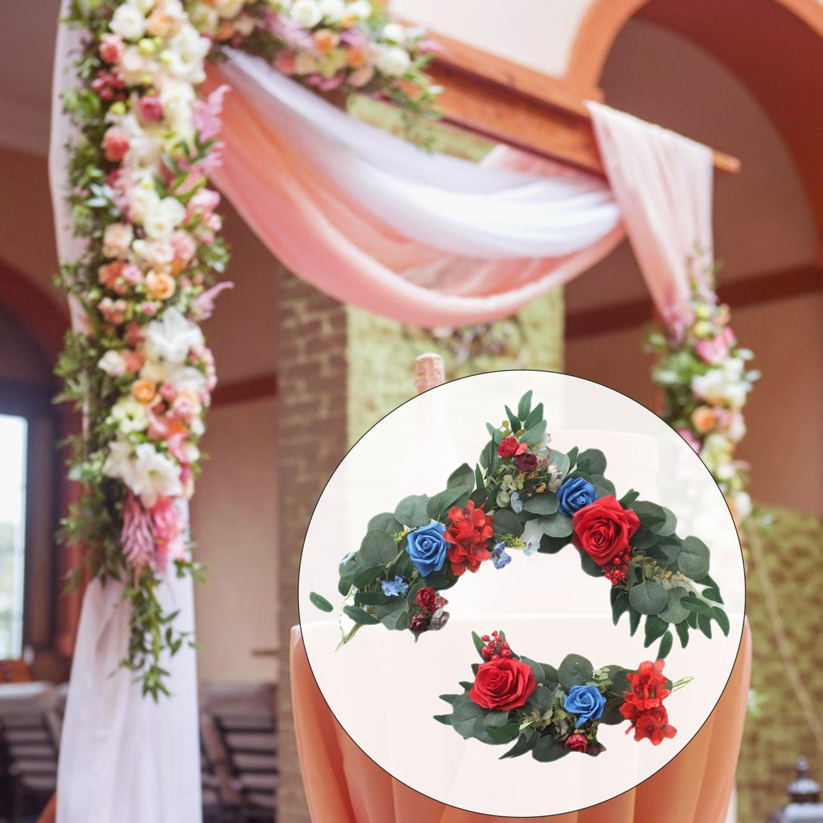 2x Silk Wedding Arch Flowers Kit Fake Flower Row Decoration Reception Window