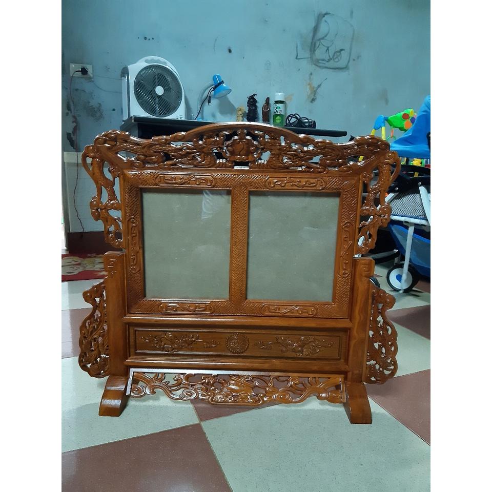 Khung ảnh thờ đôi tứ linh gỗ hương