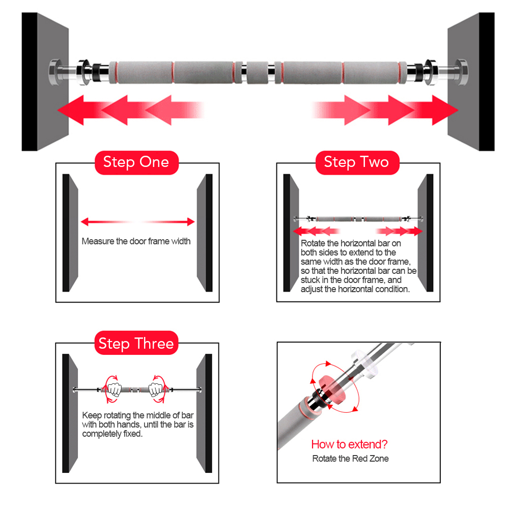 Thanh xà hít có thể điều chỉnh tập thể thao Bars Steel Adjustable Home Gym Workout