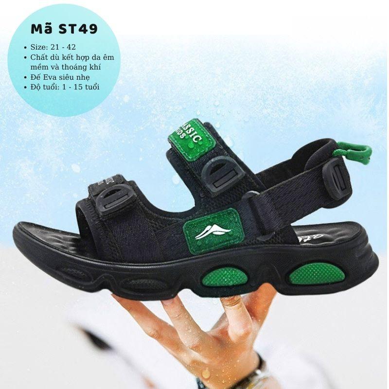 Sandal bé trai 1 - 15 tuổi quai hậu thời trang cao cấp phong cách Hàn Quốc ST49