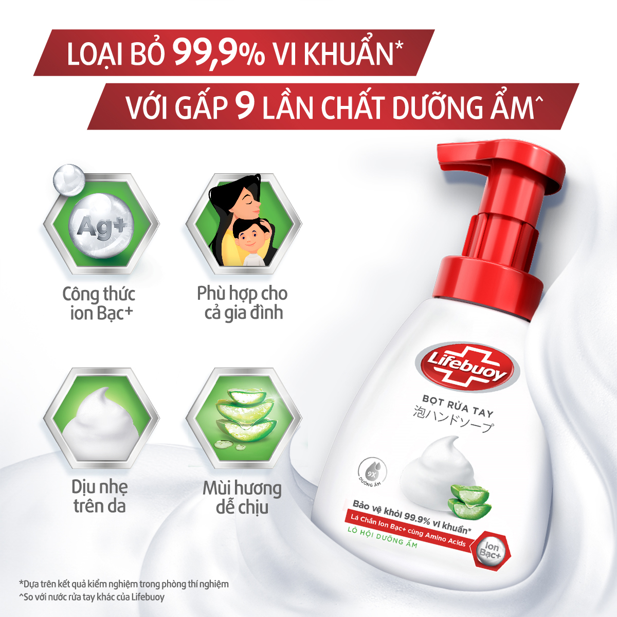 Bọt tắm dưỡng ẩm Lifebuoy hương Lô Hội 400ml