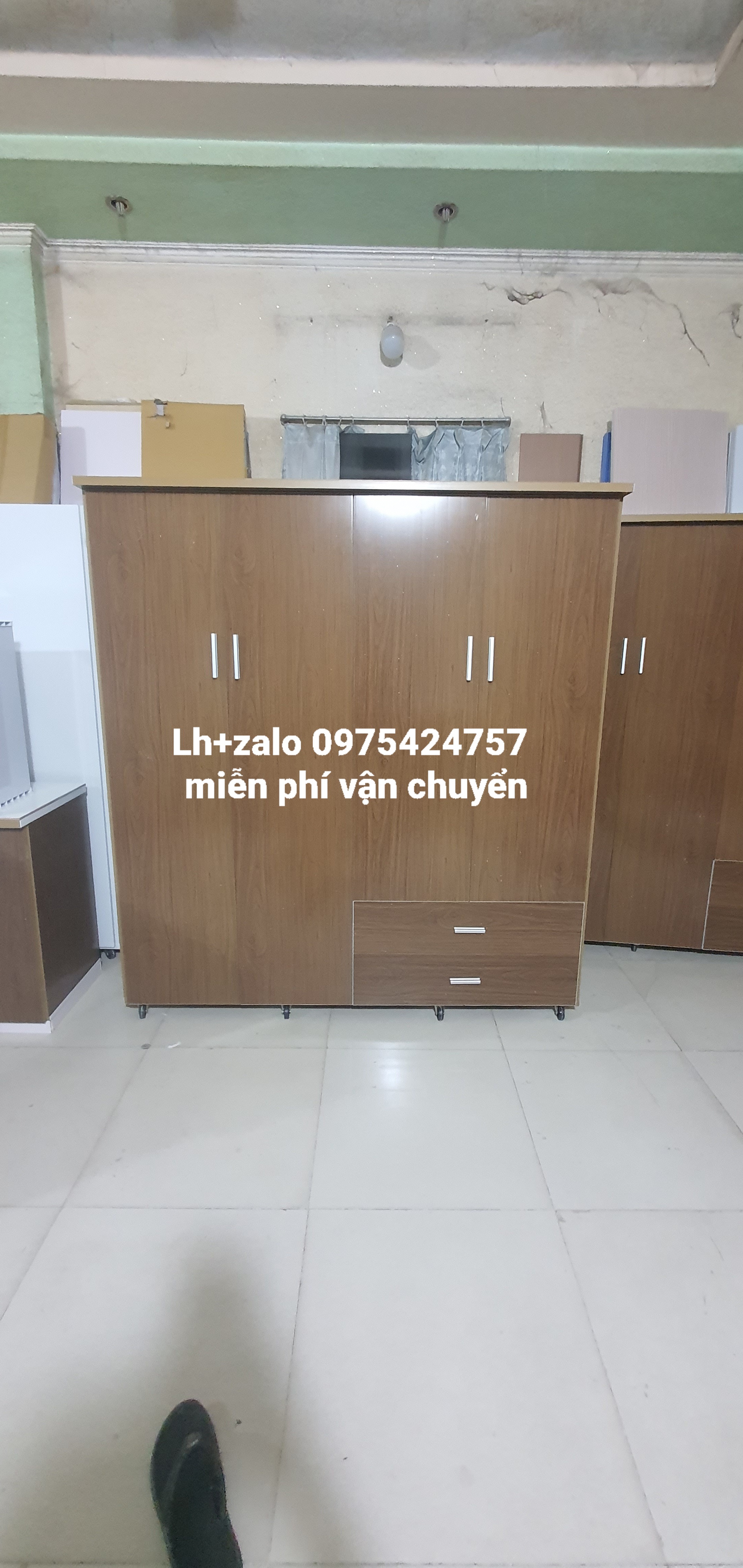 Tủ nhựa đài loan 4 cánh màu gỗ