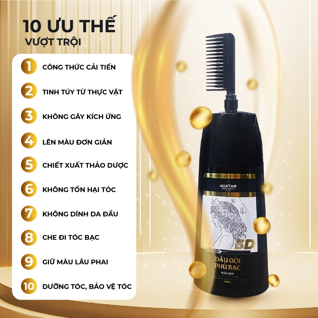 Dầu Gội Phủ Bạc Thảo Dược Avatar Màu Nâu Dạng Chai 500mL