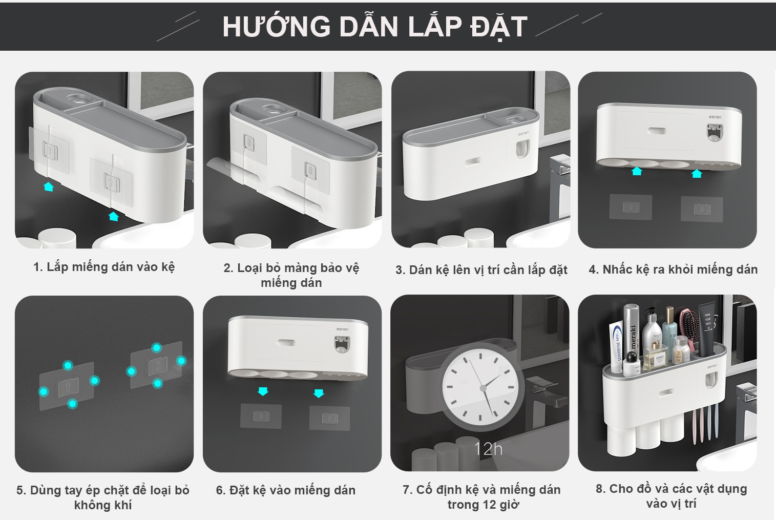 Bộ Nhả Kem Đánh Răng Tự Động - Có Kệ Để Đồ + Kệ Treo Bàn Chải Đánh Răng - - Hàng Chính Hãng.