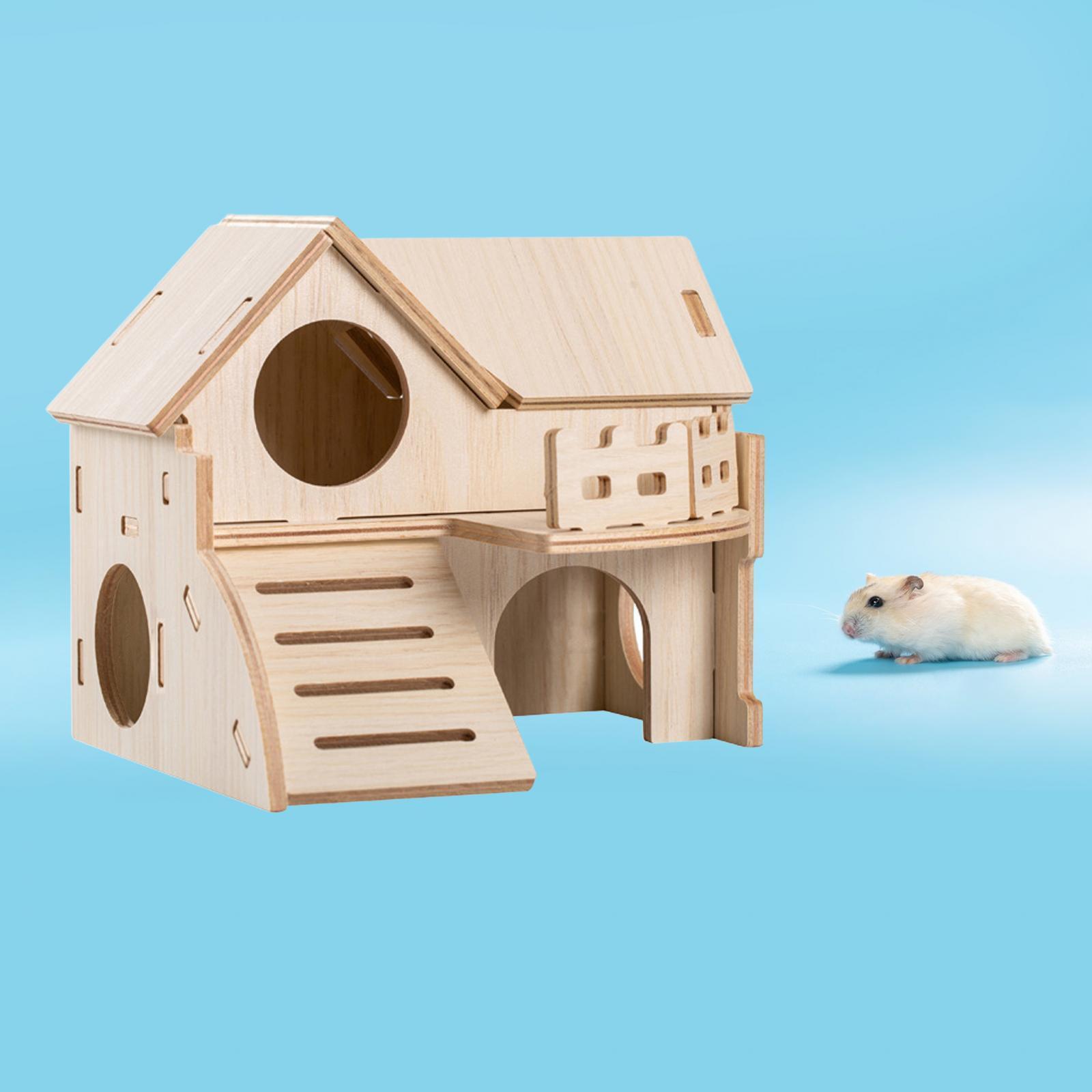 Wooden Hamster House Solid Wood Cage Accessories for Chinchilla Mice Hamster