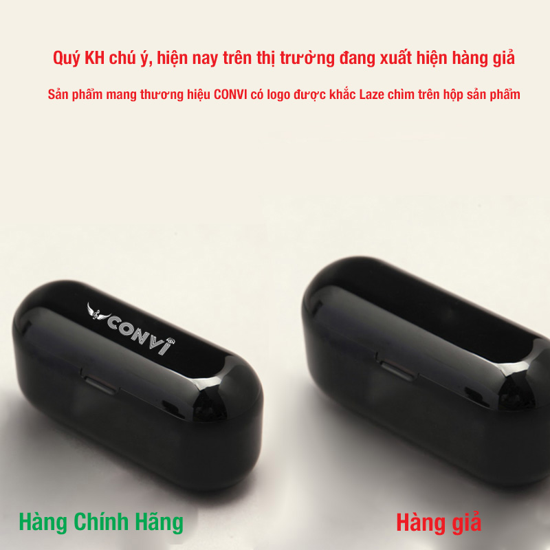 Tai Nghe Bluetooth Thể Thao True WireLess CONVI CVF9 Touch | Âm thanh 8D Hifi | Nút cảm ứng | Kháng nước IPX5 | Pin 1200 mAh kiêm sạc dự phòng | Đèn led hiển thị pin - Hàng Chính Hãng