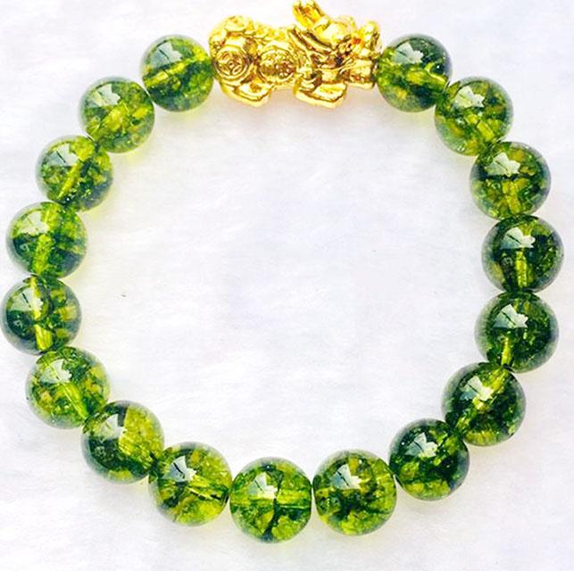 Vòng Tay Tỳ Hưu Đá Peridot Bạc Mạ Vàng 24K Kim Tiền Jewelry - Hợp Mệnh Mộc, Mệnh Hỏa