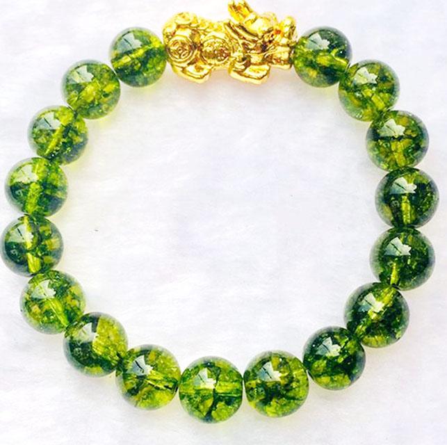 Vòng Tay Tỳ Hưu Đá Peridot Bạc Mạ Vàng 24K Kim Tiền Jewelry - Hợp Mệnh Mộc, Mệnh Hỏa