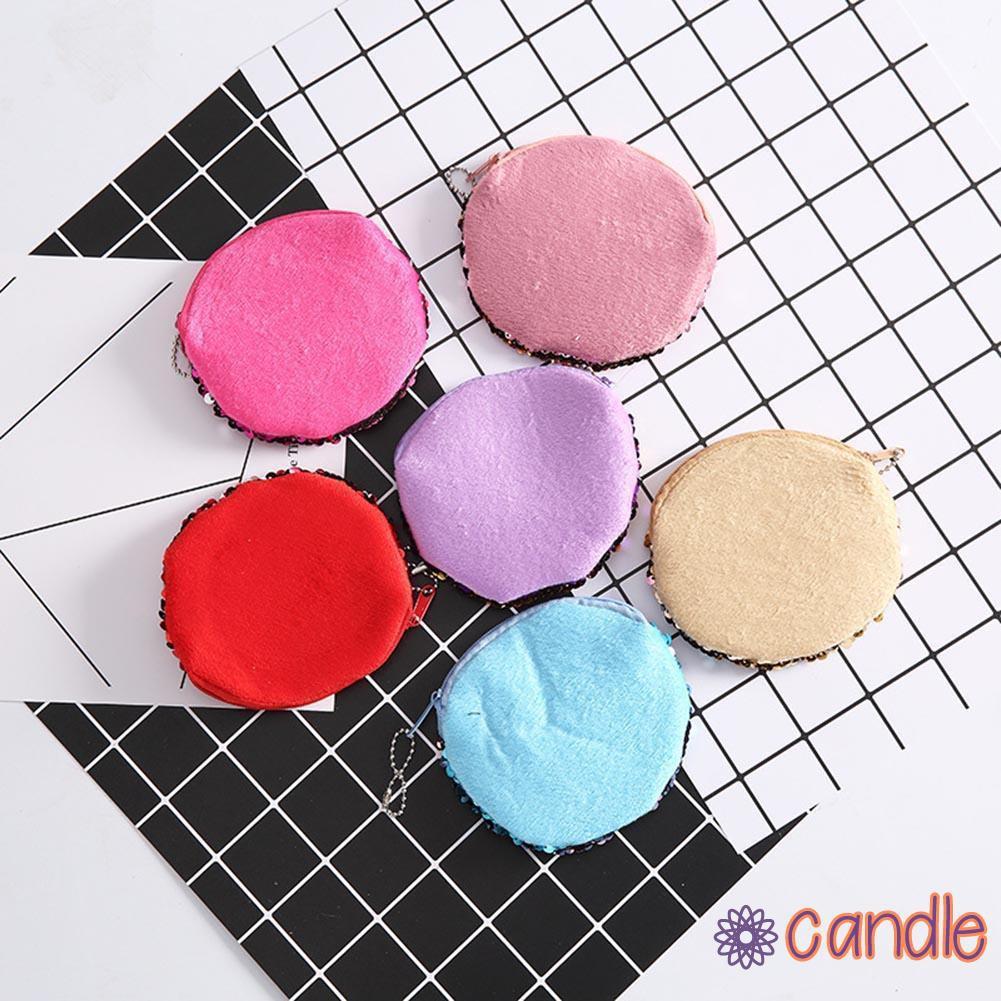 Ví Tròn Đựng Tiền Xu Đính Sequin Lấp Lánh Cho Nữ