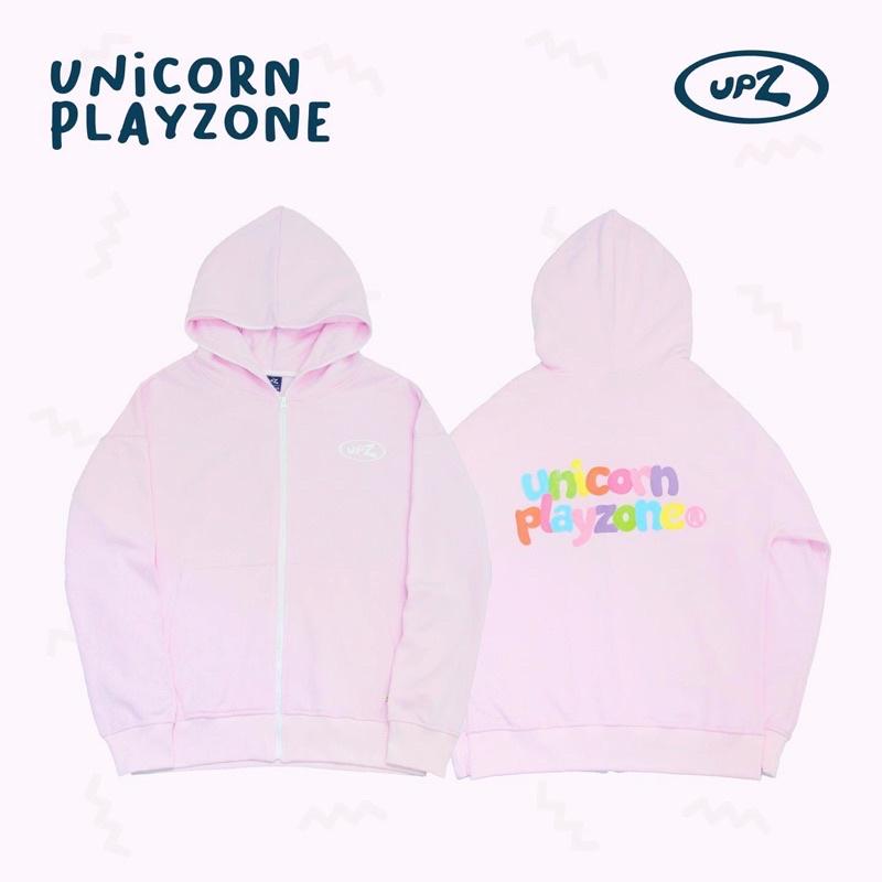 UPZ Áo Khoác Hoodie Dây Kéo In Unicorn Play Zone Chữ Bảy Màu (Hồng)