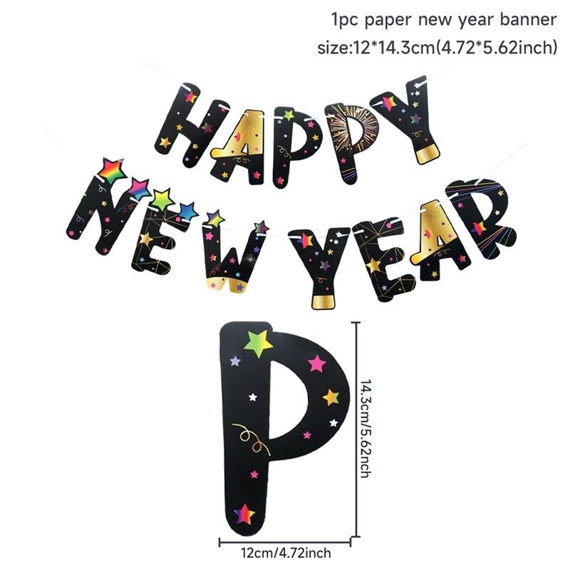 DÂY CỜ GIẤY TREO CHỮ HAPPY NEW YEAR PHỤ KIỆN TREO TRANG TRÍ TẾT NĂM MỚI