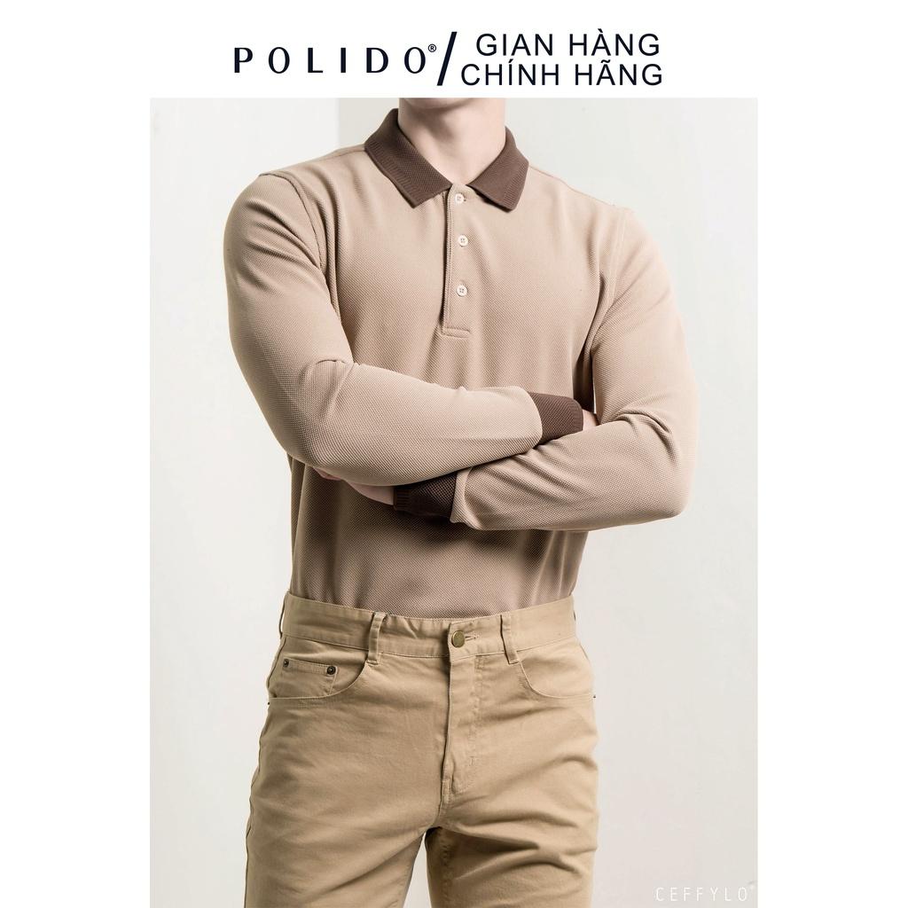 Áo polo nam dài tay phối bo polido chất liệu cotton thâm hút mồ hôi tốt thoải mái,mát mẻ phong cách trẻ trung hiện đại