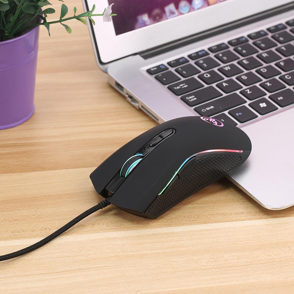 Chuột chơi game có dây HXSJ A869 3200DPI 7 nút 7 màu LED máy tính quang học cho game thủ chuyên nghiệp